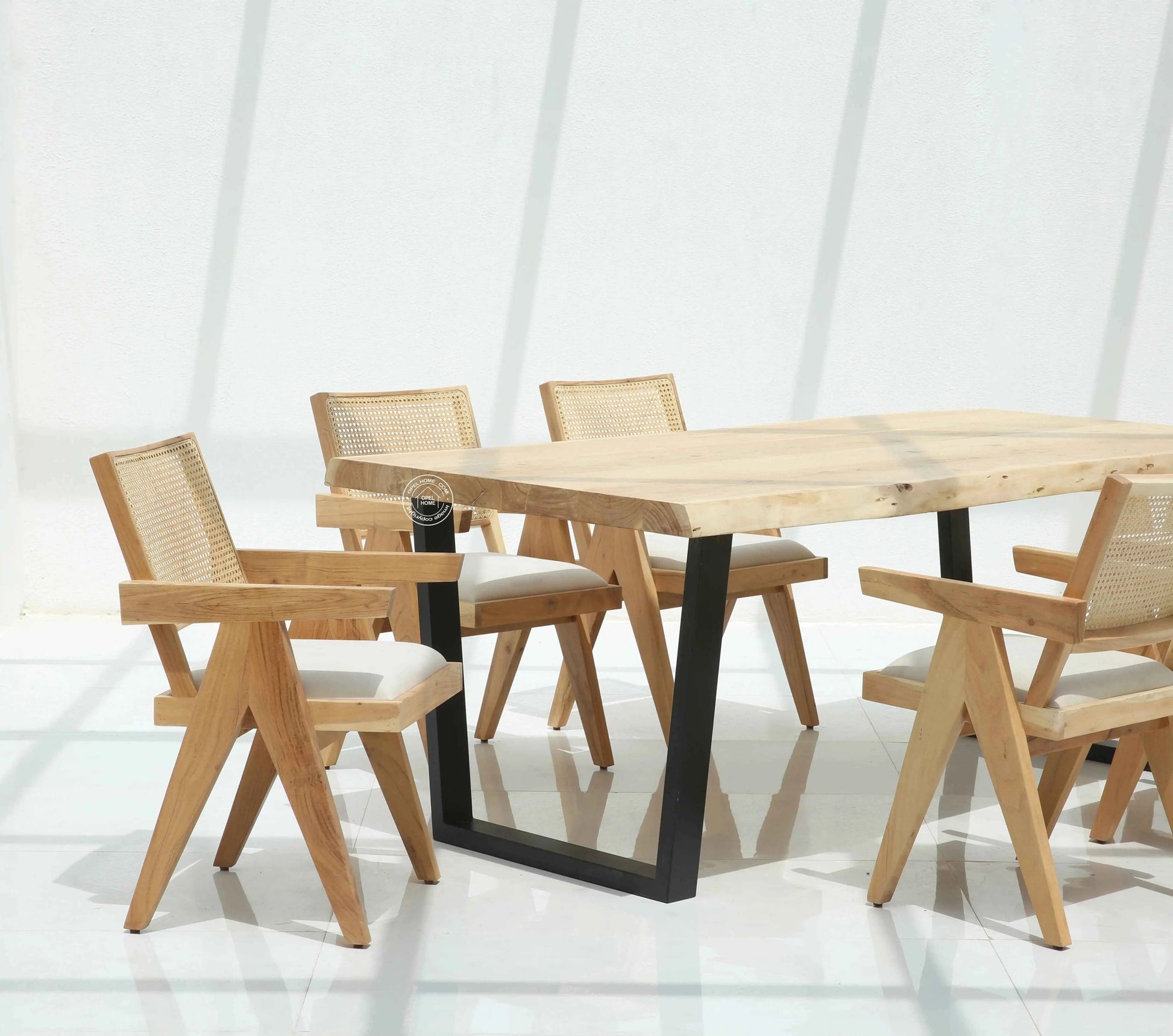 Arnola Acacia Wood Dining Table (7cm) – Multiple Sizes & Leg Options (Only Table) | Opelhome UAE