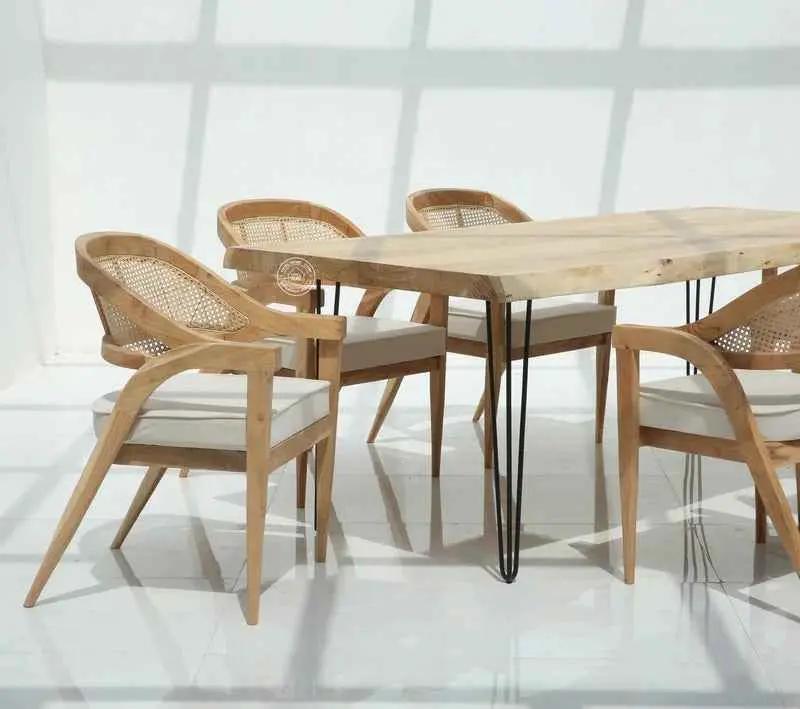 Arnola Acacia Wood Dining Table (7cm) – Multiple Sizes & Leg Options (Only Table) | Opelhome UAE