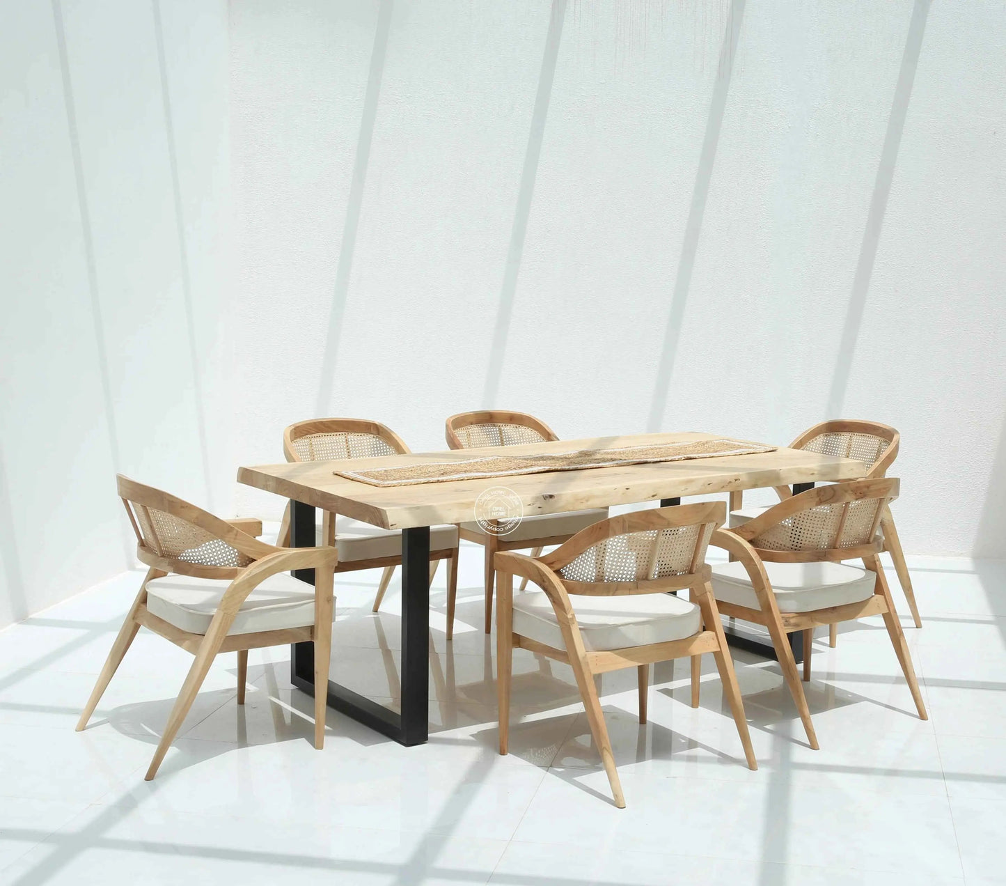 Arnola Acacia Wood Dining Table (7cm) – Multiple Sizes & Leg Options (Only Table) | Opelhome UAE