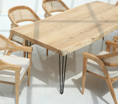 Arnola Acacia Wood Dining Table (7cm) – Only Table, Multiple Sizes & Leg Options  | Opelhome UAE Opel Home