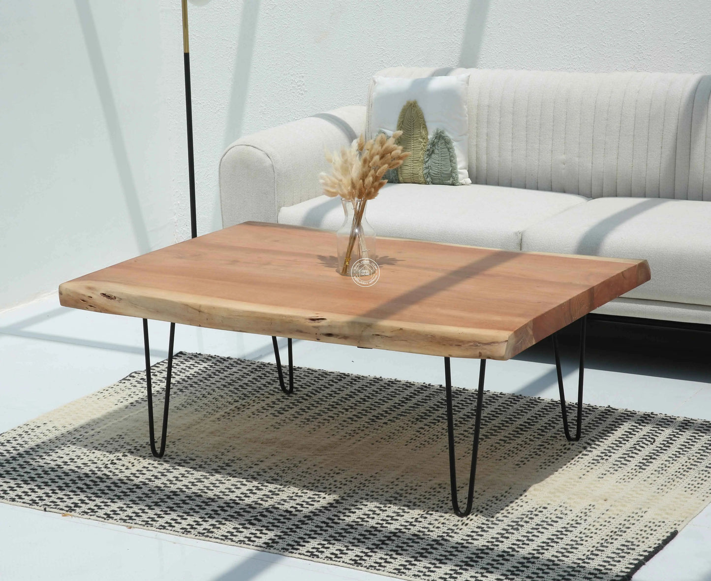 Arnola Wood Coffee Table – Acacia Wood & Iron, Multiple Leg Options | Opelhome UAE