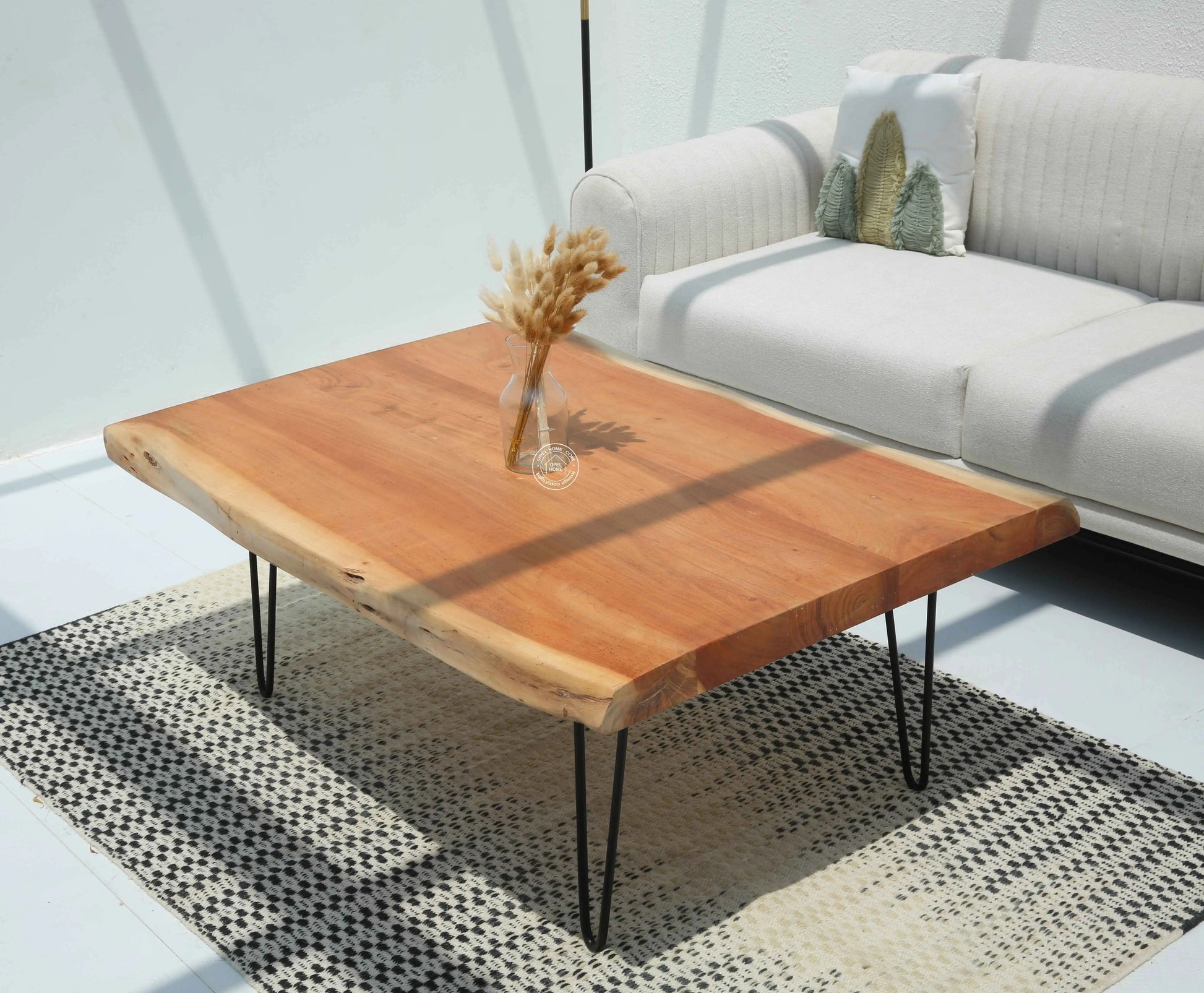 Arnola Wood Coffee Table – Acacia Wood & Iron, Multiple Leg Options | Opelhome UAE