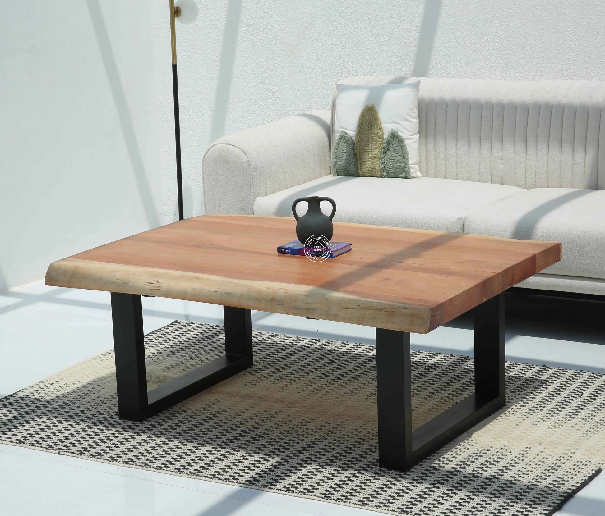 Arnola Wood Coffee Table – Acacia Wood & Iron, Multiple Leg Options | Opelhome UAE