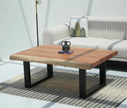 Arnola Wood Coffee Table – Acacia Wood & Iron, Multiple Leg Options | Opelhome UAE
