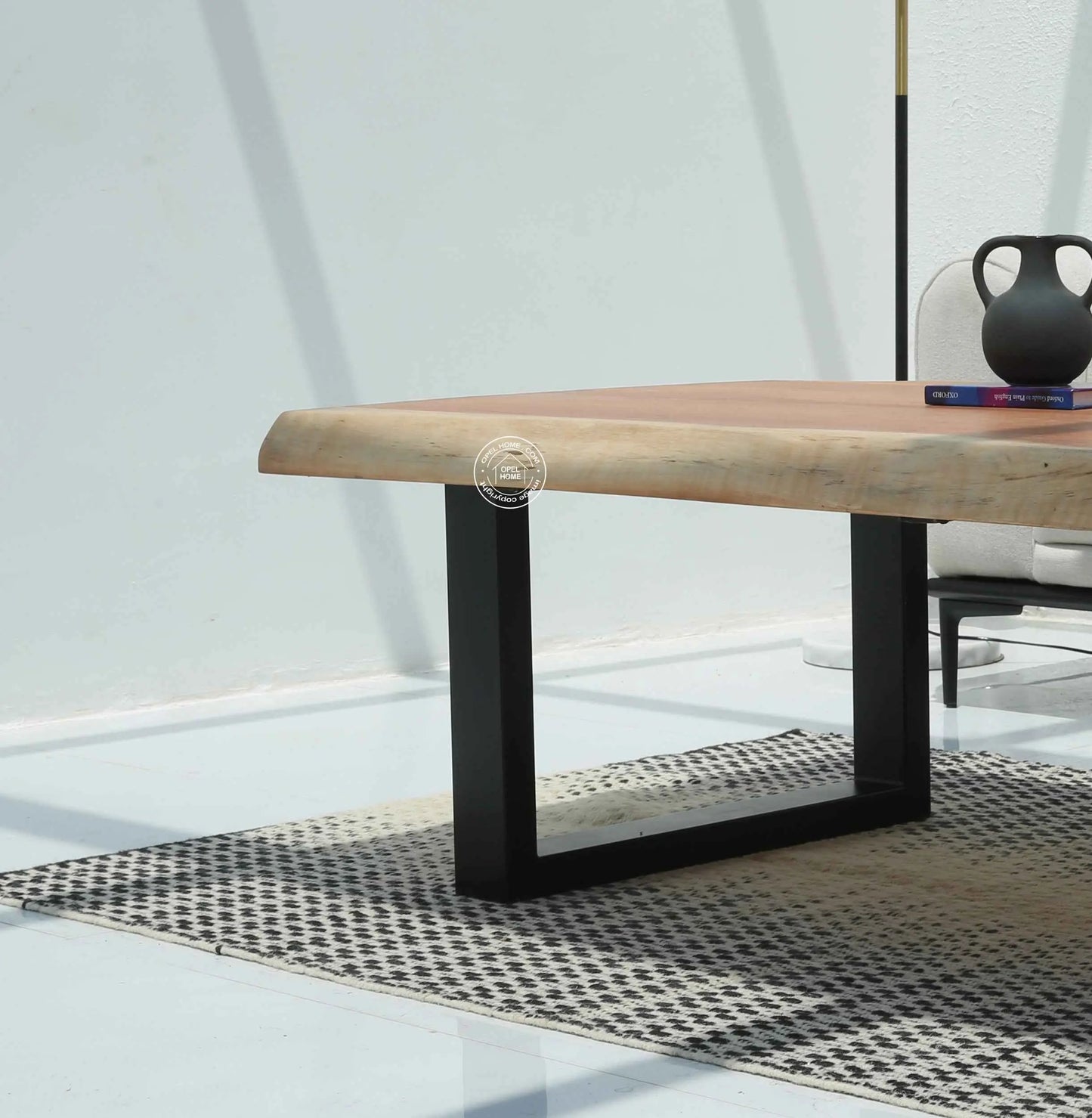 Arnola Wood Coffee Table – Acacia Wood & Iron, Multiple Leg Options | Opelhome UAE