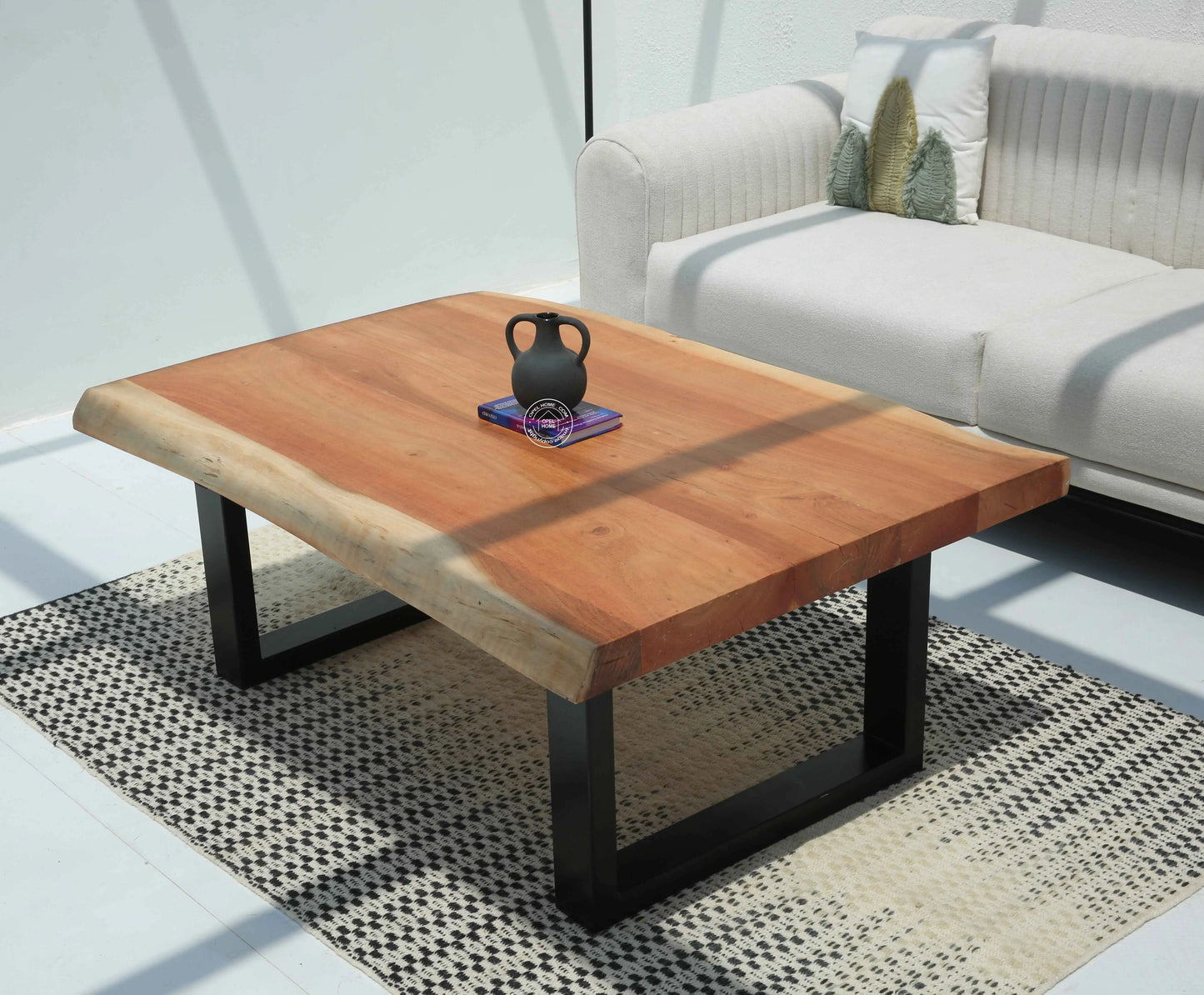 Arnola Wood Coffee Table – Acacia Wood & Iron, Multiple Leg Options | Opelhome UAE