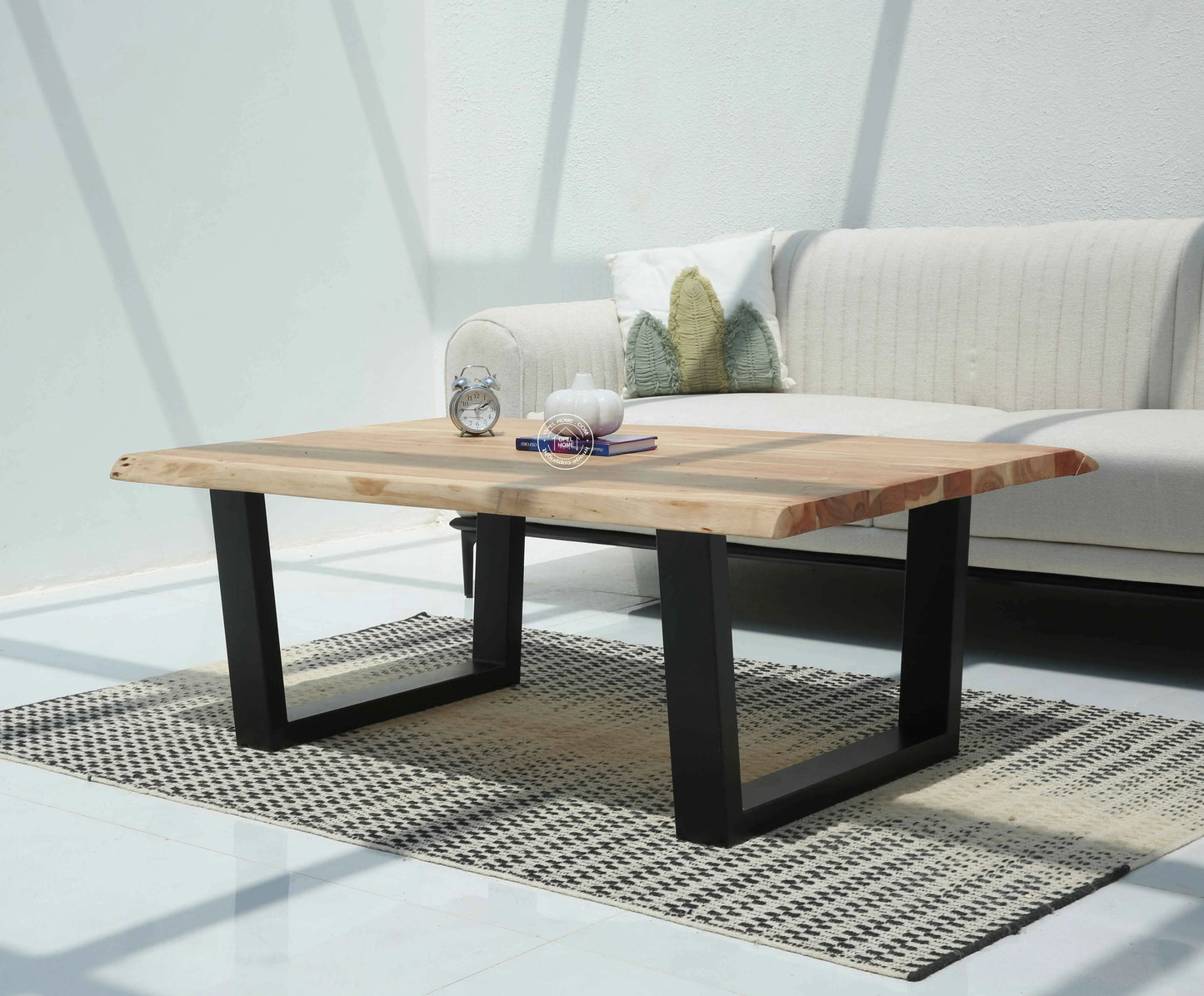 Arnola Wood Coffee Table – Acacia Wood & Iron, Multiple Leg Options | Opelhome UAE