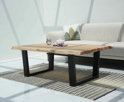 Arnola Wood Coffee Table – Acacia Wood & Iron, Multiple Leg Options | Opelhome UAE