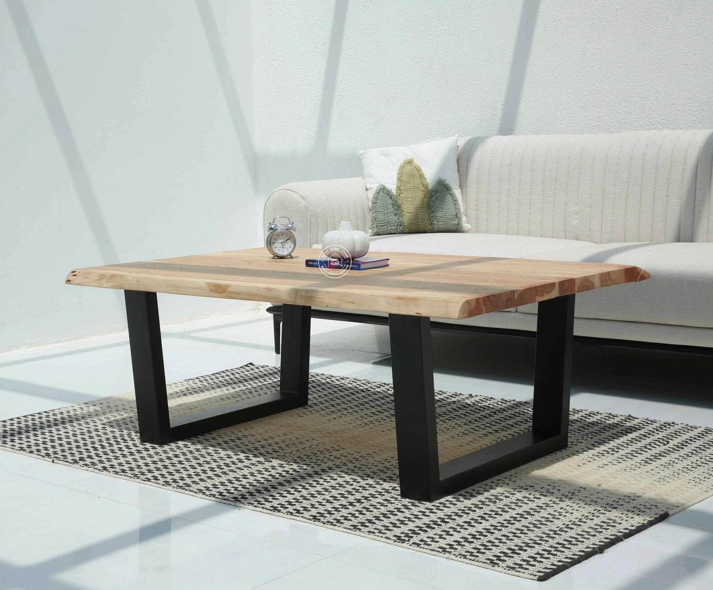 Arnola Wood Coffee Table – Acacia Wood & Iron, Multiple Leg Options | Opelhome UAE