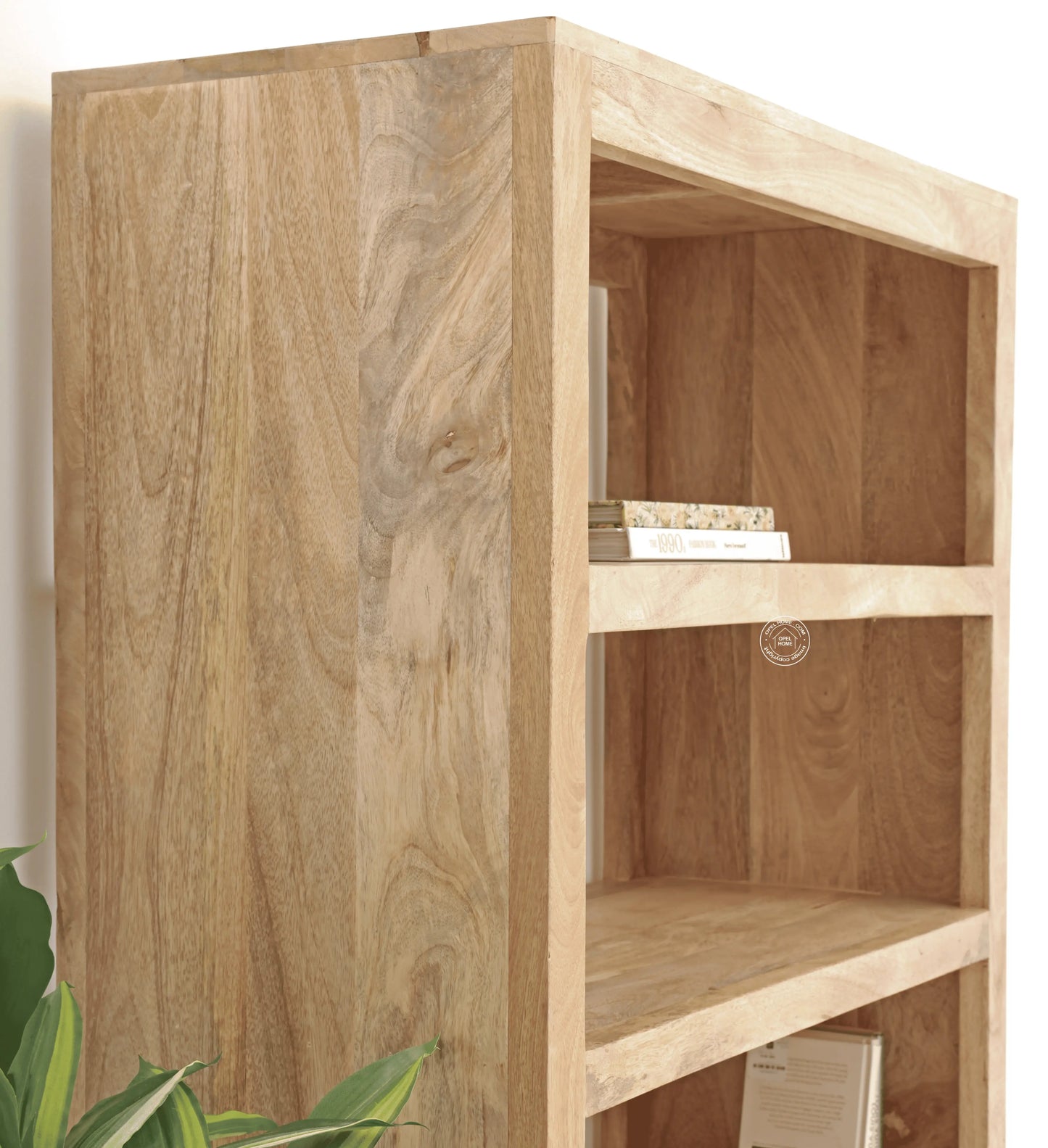 Aroha Display Shelves Unit – Solid Wood, Natural Finish, Tall Bookcase | Opelhome UAE Opel Home