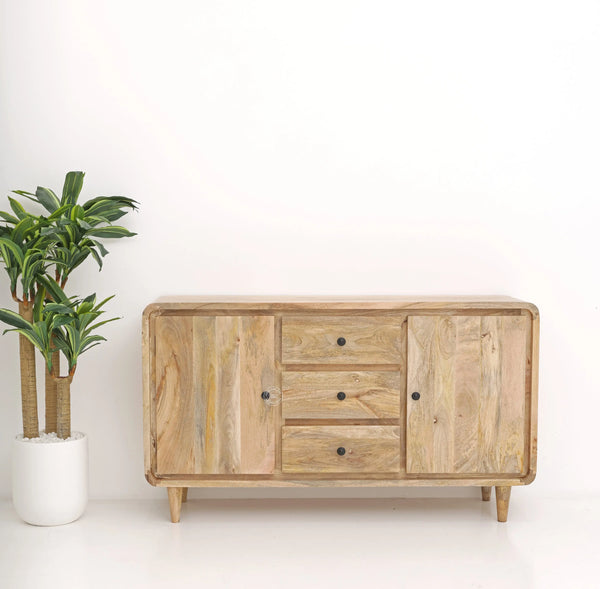 Arthen 3 Drawers & 2 Doors Sideboard – Solid Mango Wood, Natural Finish | Opelhome UAE Opel Home