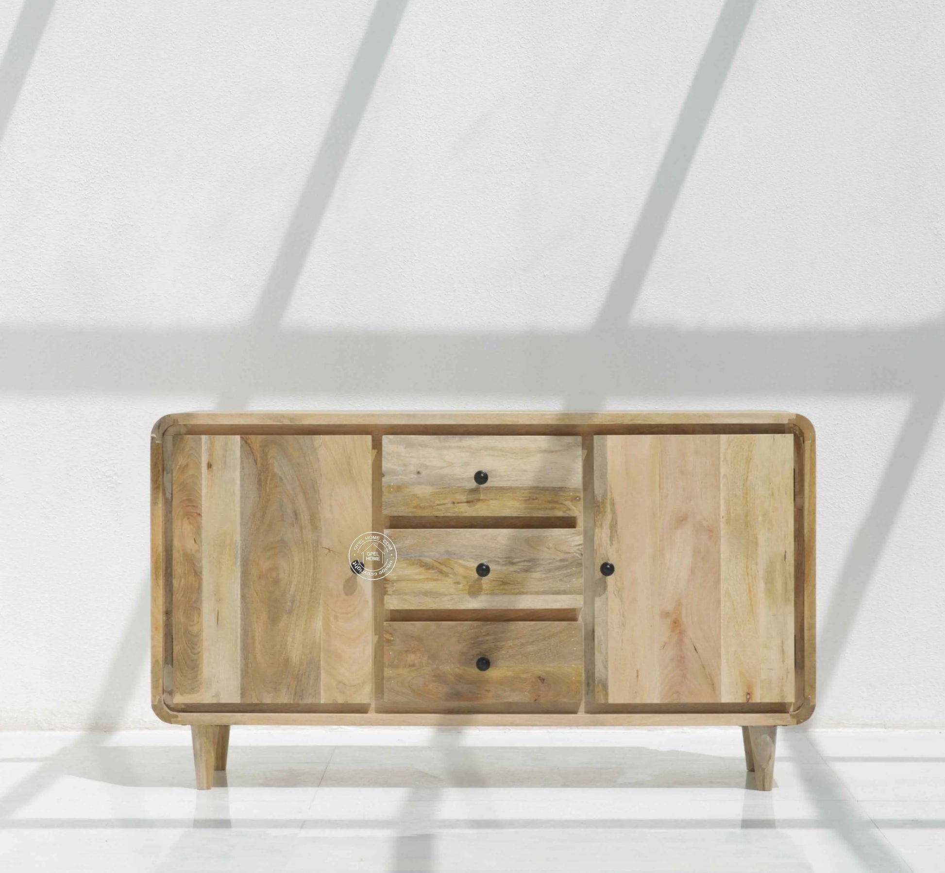 Arthen 3 Drawers & 2 Doors Sideboard – Solid Mango Wood, Natural Finish | Opelhome UAE