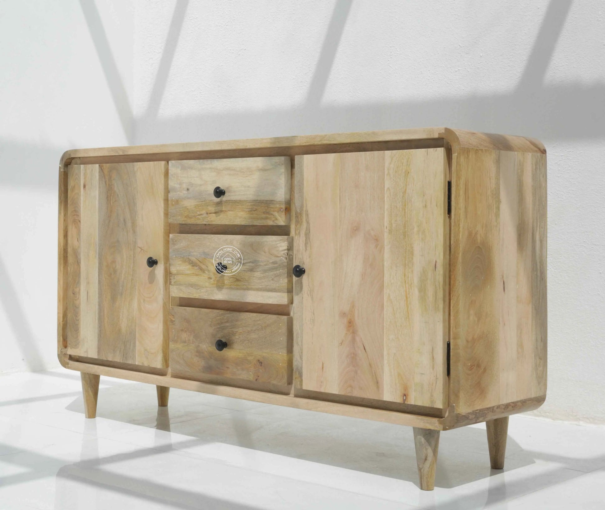 Arthen 3 Drawers & 2 Doors Sideboard – Solid Mango Wood, Natural Finish | Opelhome UAE