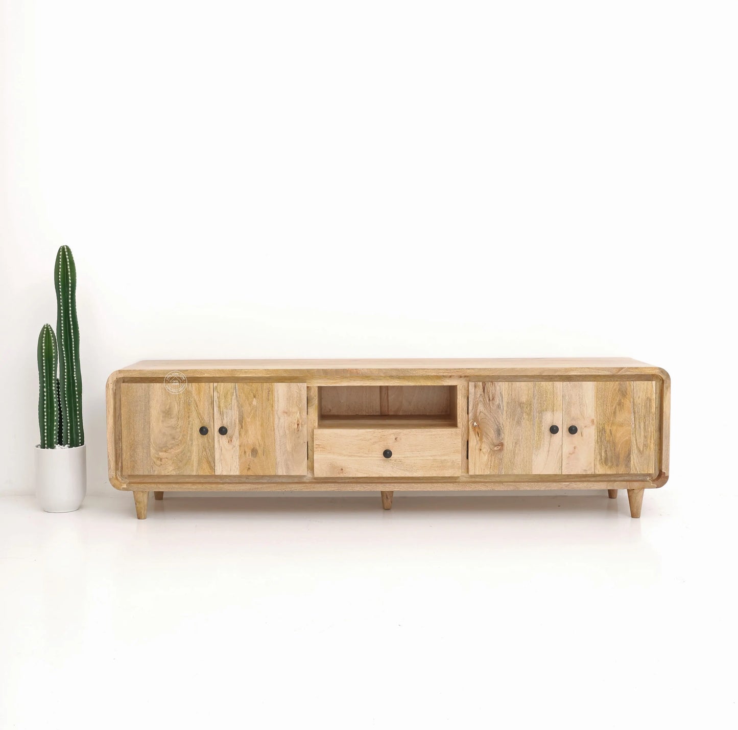 Arvil Wooden TV Unit – Solid Mango Wood, Natural Finish | Opelhome UAE Opel Home