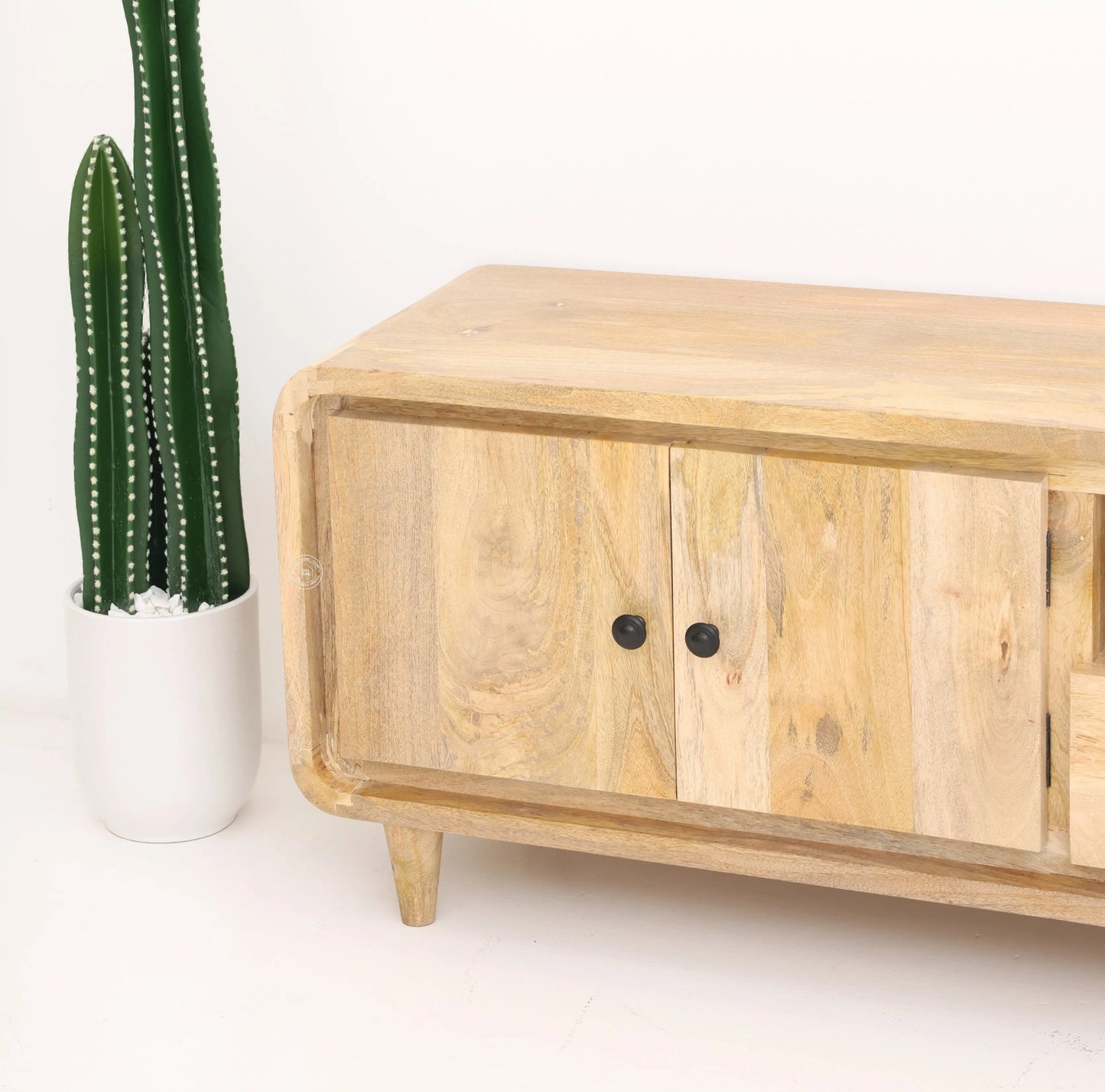 Arvil Wooden TV Unit – Solid Mango Wood, Natural Finish | Opelhome UAE Opel Home