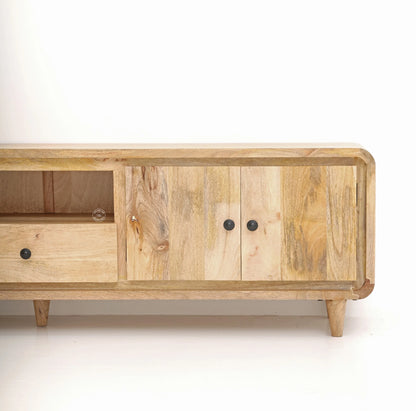 Arvil Wooden TV Unit – Solid Mango Wood, Natural Finish | Opelhome UAE Opel Home