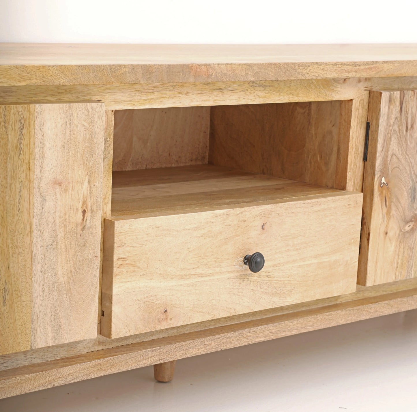 Arvil Wooden TV Unit – Solid Mango Wood, Natural Finish | Opelhome UAE Opel Home