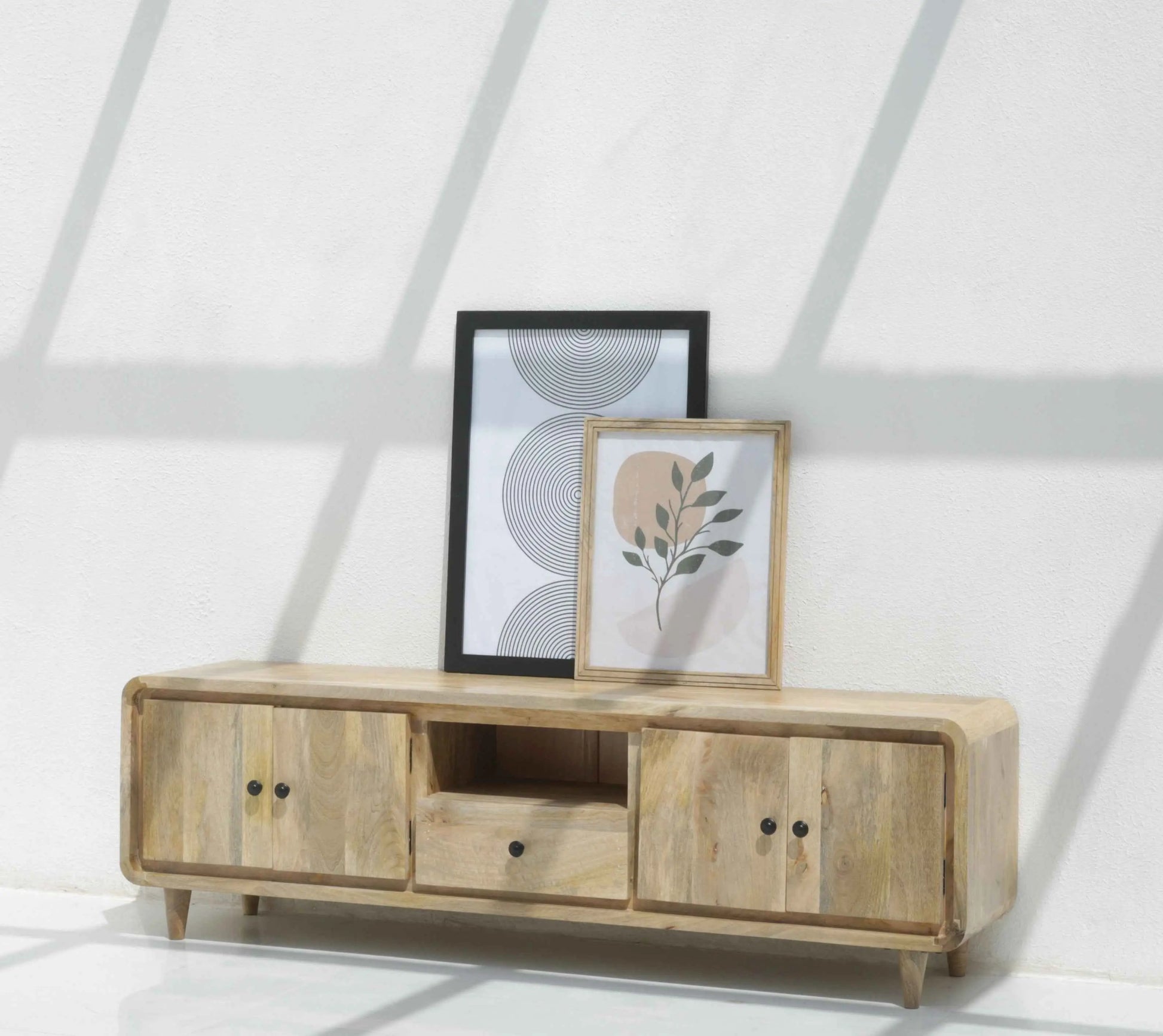 Arvil Wooden TV Unit – Solid Mango Wood, Natural Finish | Opelhome UAE