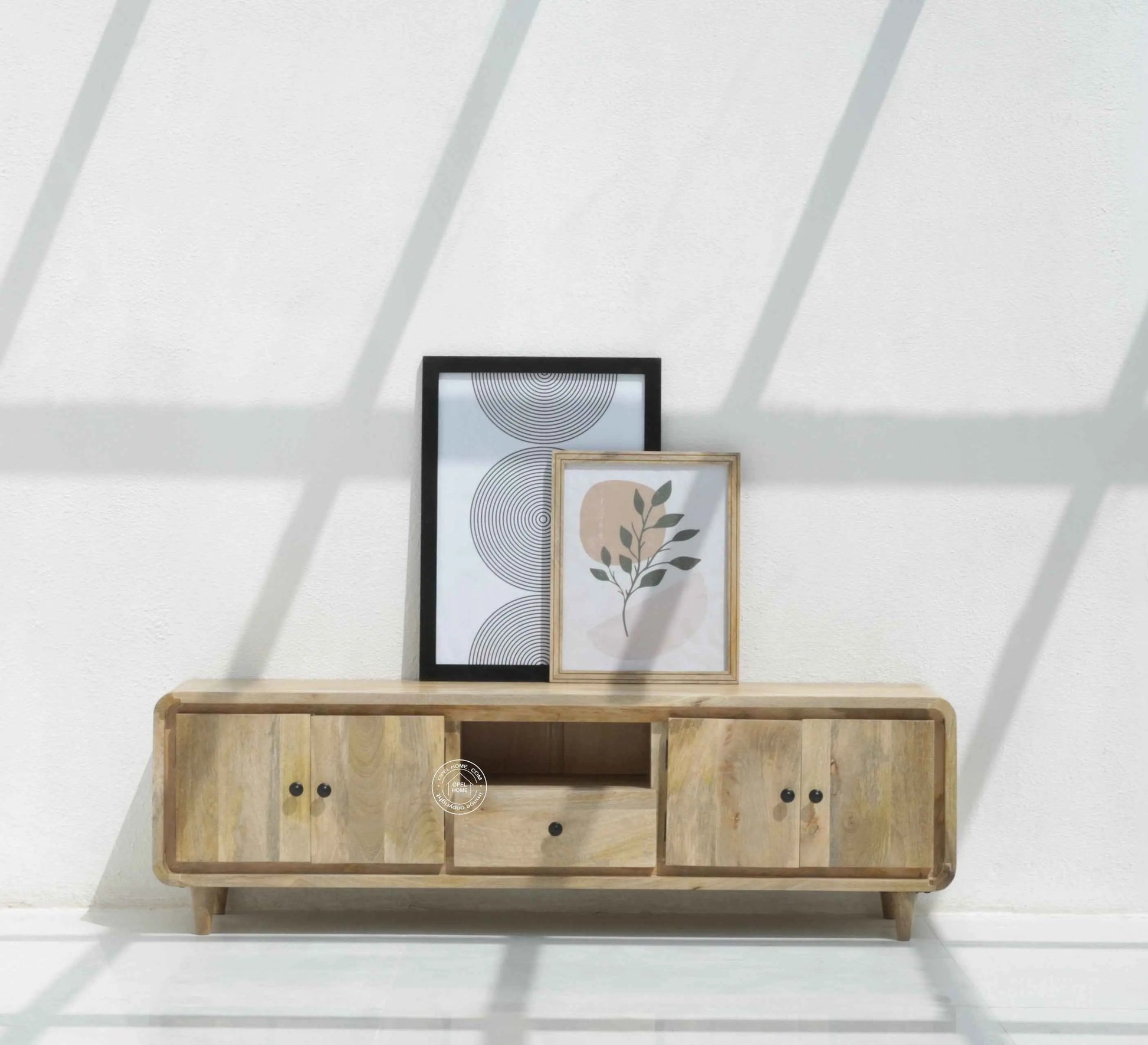 Arvil Wooden TV Unit – Solid Mango Wood, Natural Finish | Opelhome UAE