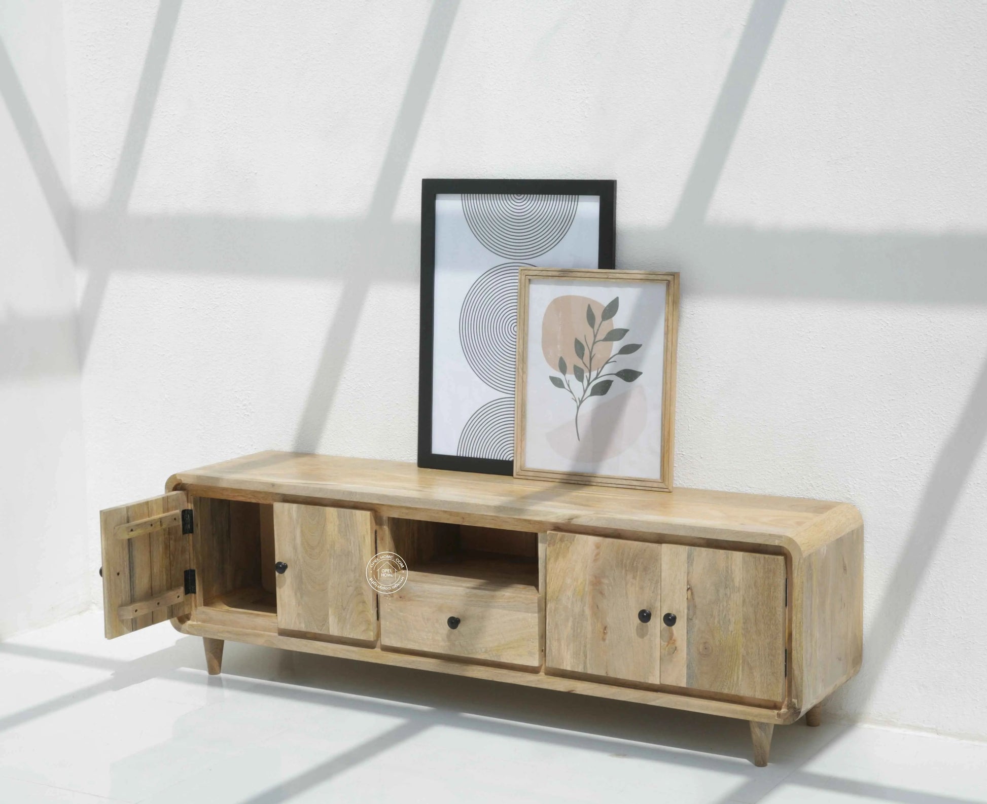 Arvil Wooden TV Unit – Solid Mango Wood, Natural Finish | Opelhome UAE