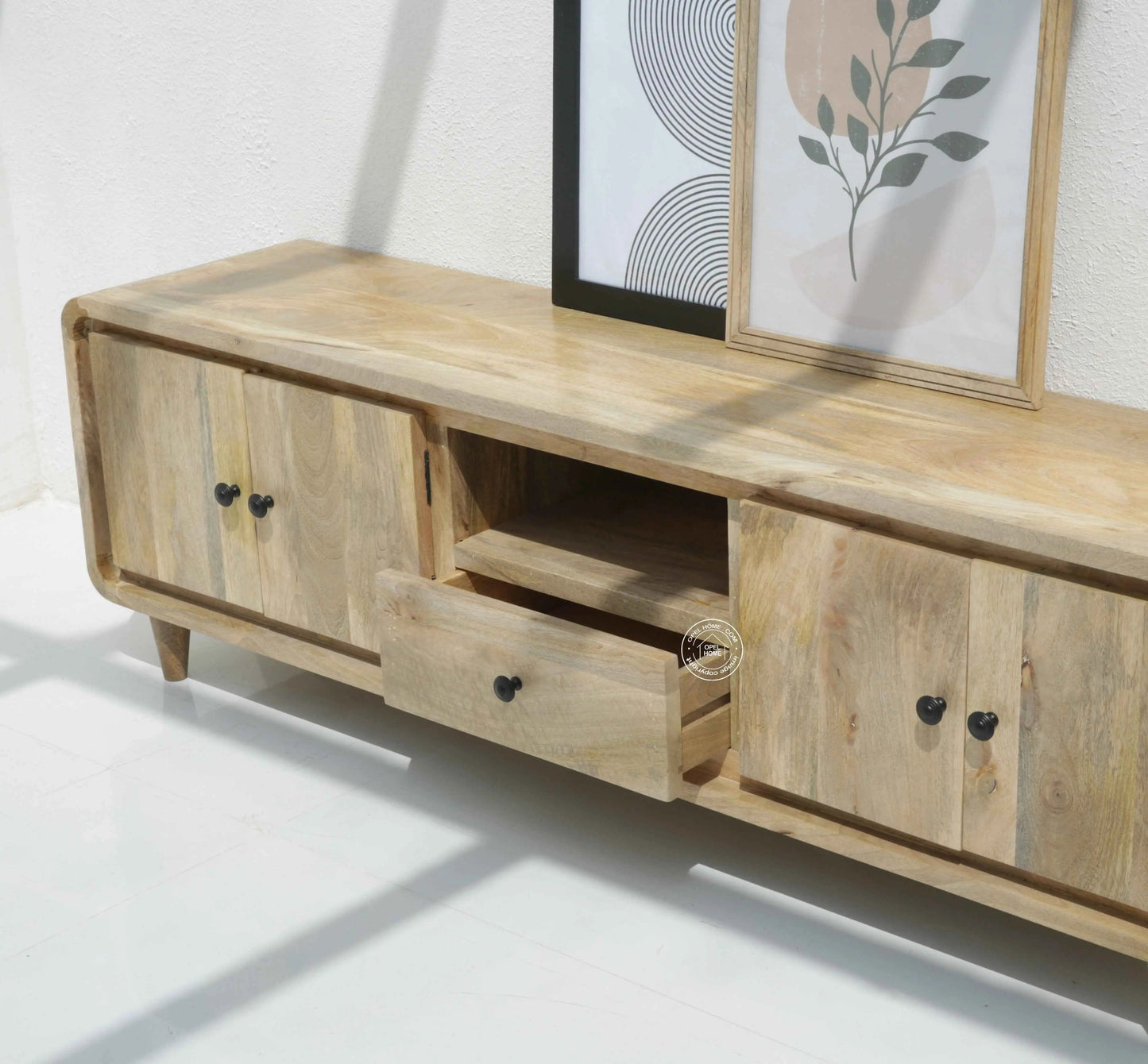 Arvil Wooden TV Unit – Solid Mango Wood, Natural Finish | Opelhome UAE