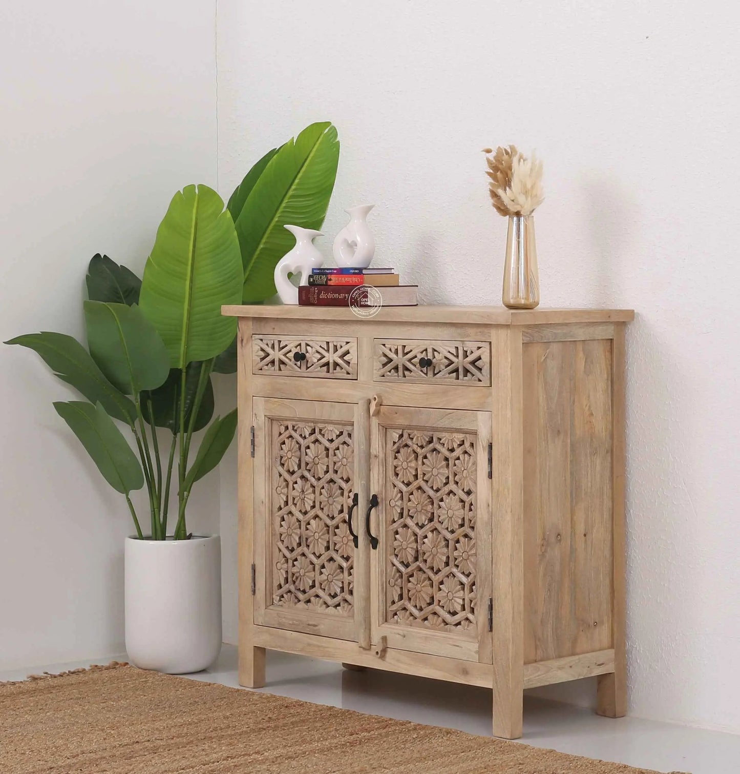 Ashara Wooden 2 Door 2 Drawer Sideboard – Solid Mango Wood | Opelhome UAE