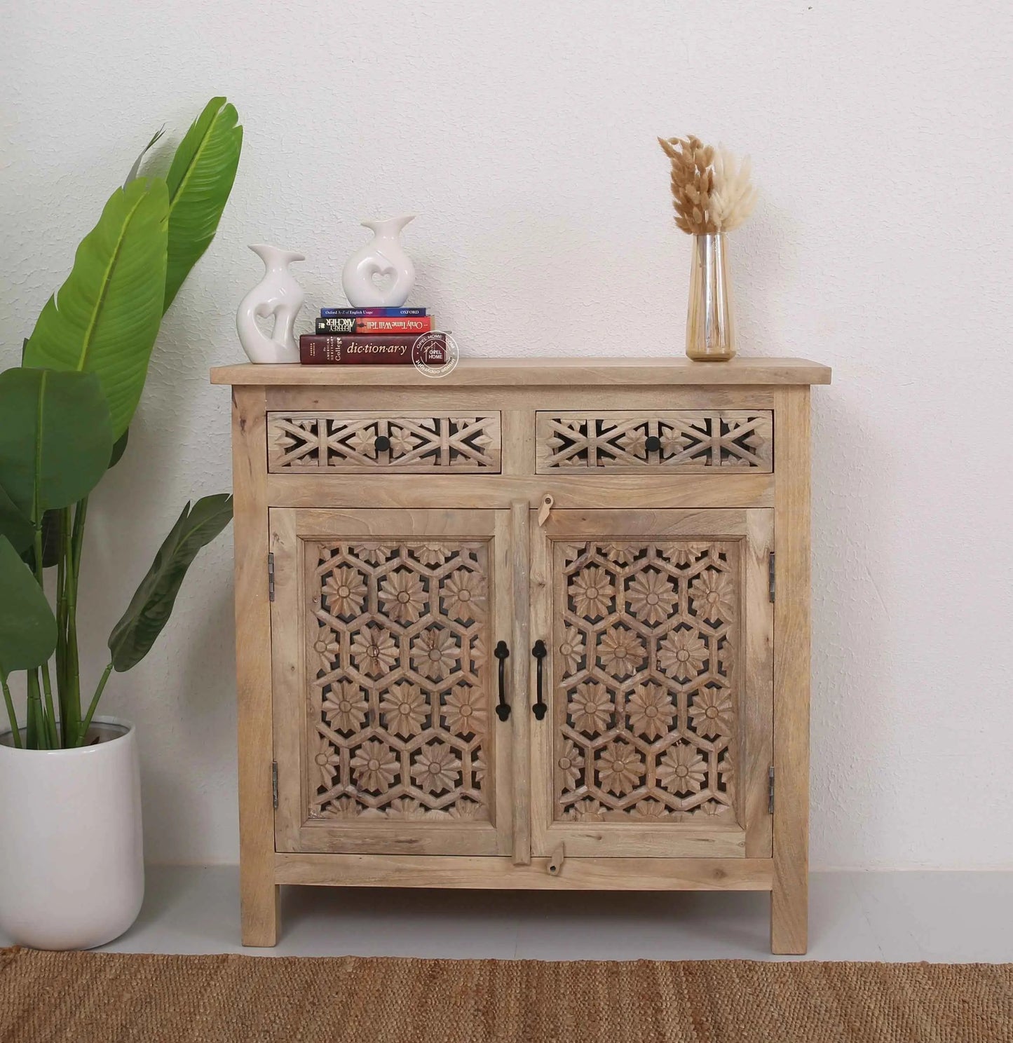 Ashara Wooden 2 Door 2 Drawer Sideboard – Solid Mango Wood | Opelhome UAE