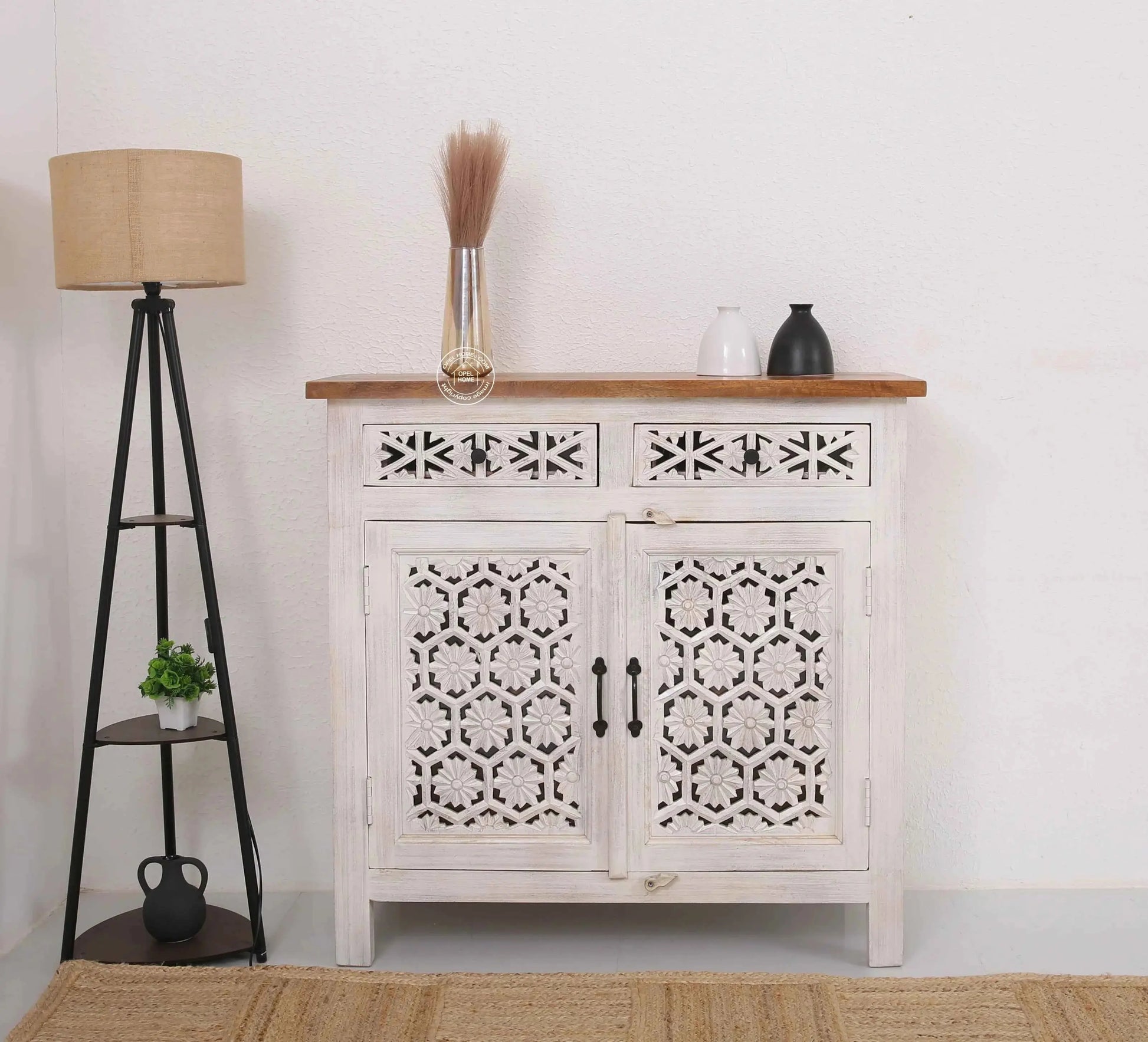 Ashara Wooden 2 Door 2 Drawer Sideboard – Solid Mango Wood | Opelhome UAE