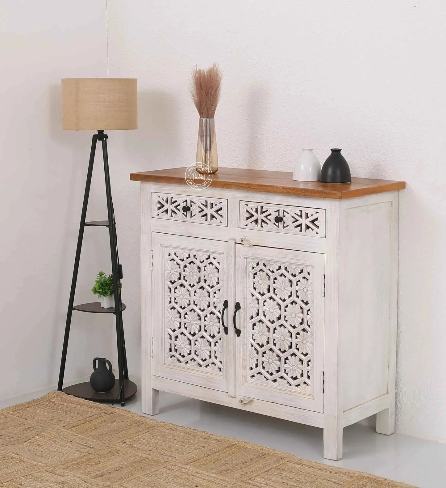 Ashara Wooden 2 Door 2 Drawer Sideboard – Solid Mango Wood | Opelhome UAE