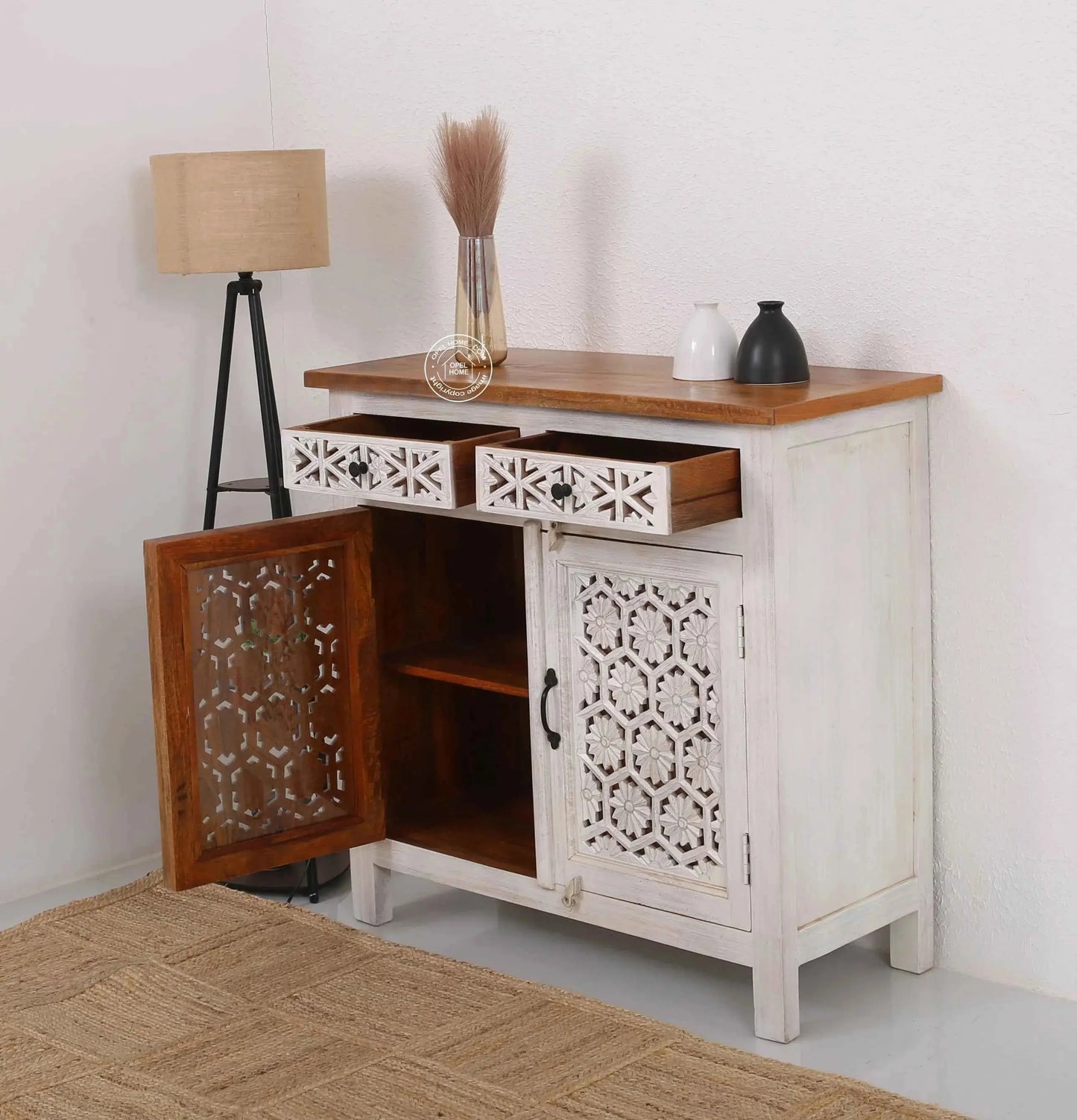Ashara Wooden 2 Door 2 Drawer Sideboard – Solid Mango Wood | Opelhome UAE