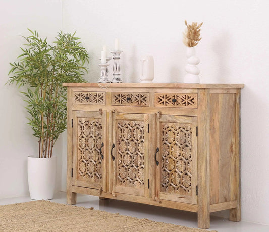 Ashara Wooden 3 Door 3 Drawer Sideboard (Multiple Color Options) | Opelhome UAE