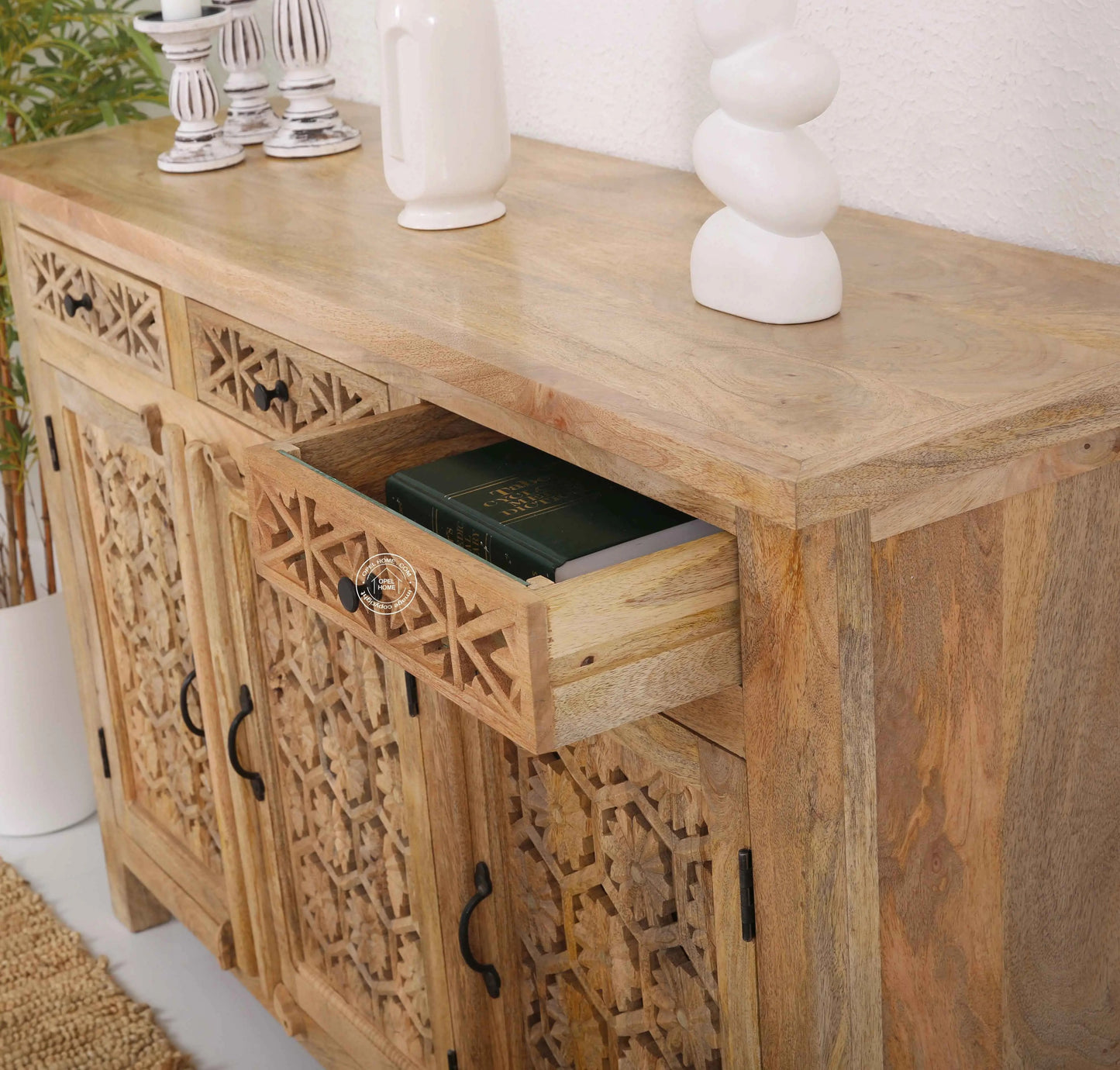 Ashara Wooden 3 Door 3 Drawer Sideboard (Multiple Color Options) | Opelhome UAE