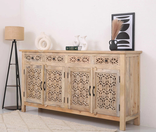 Ashara Wooden 4 Door 4 Drawer Sideboard (Multiple Colors Options) | Opelhome UAE