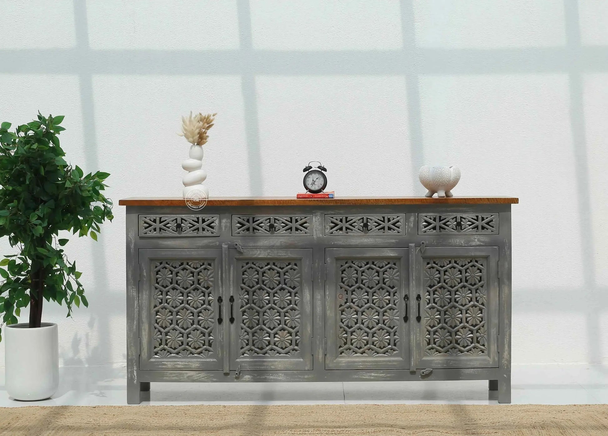Ashara Wooden 4 Door 4 Drawer Sideboard (Multiple Colors Options) | Opelhome UAE