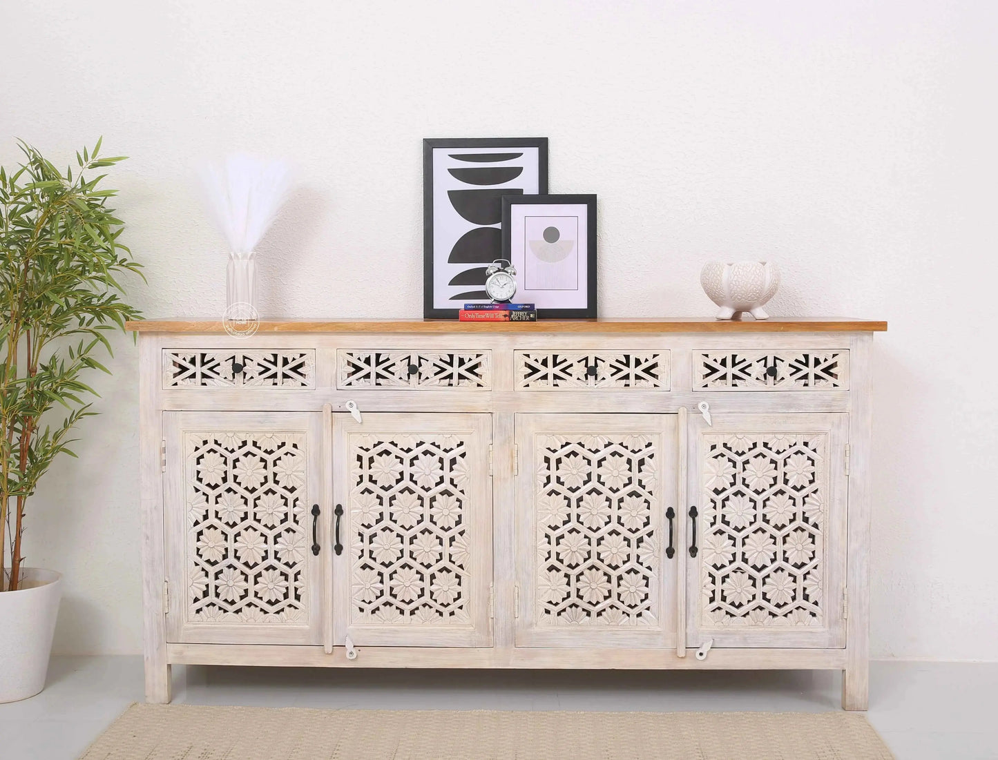 Ashara Wooden 4 Door 4 Drawer Sideboard (Multiple Colors Options) | Opelhome UAE