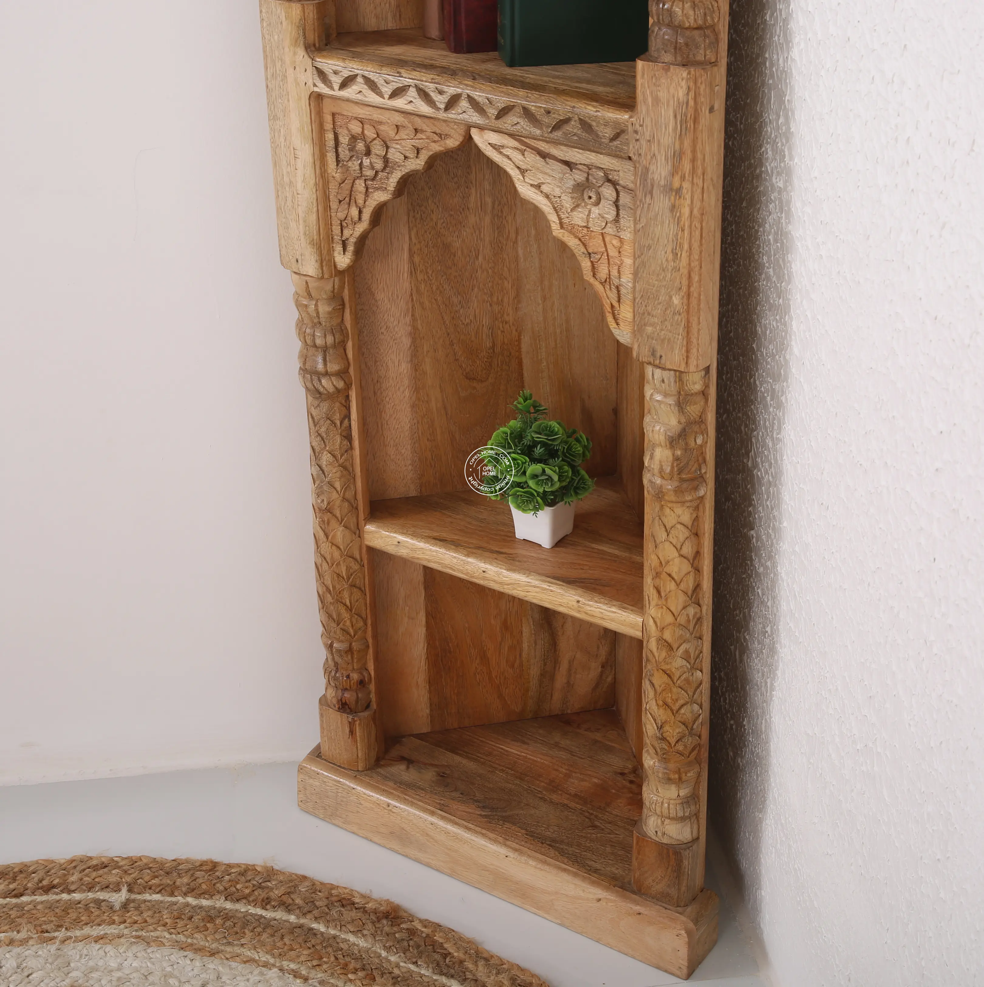 Aspa Shelf Unit – Solid Mango Wood, Natural finish | Opelhome UAE - Opelhome