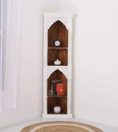 Aspa Shelf Unit – Solid Mango Wood, White Finish | Opelhome UAE
