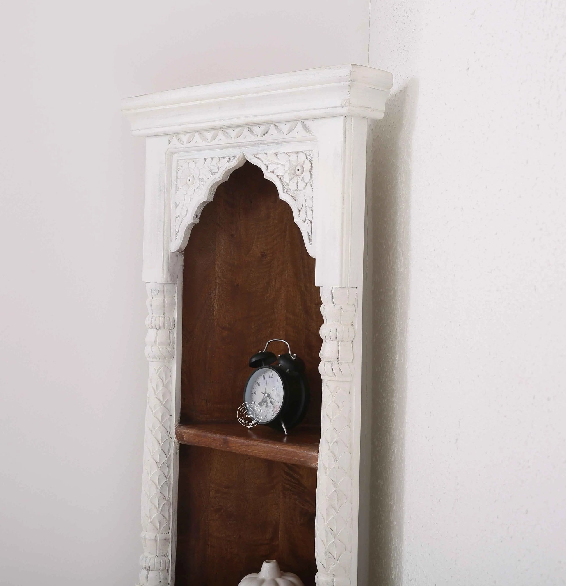 Aspa Shelf Unit – Solid Mango Wood, White Finish | Opelhome UAE