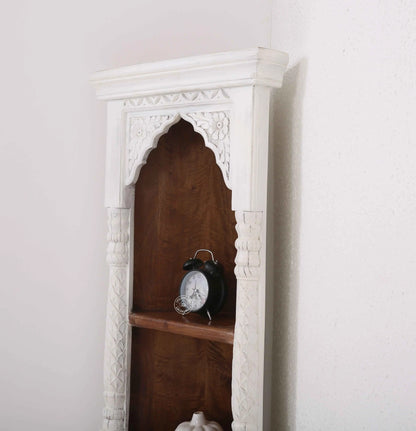 Aspa Shelf Unit – Solid Mango Wood, White Finish | Opelhome UAE
