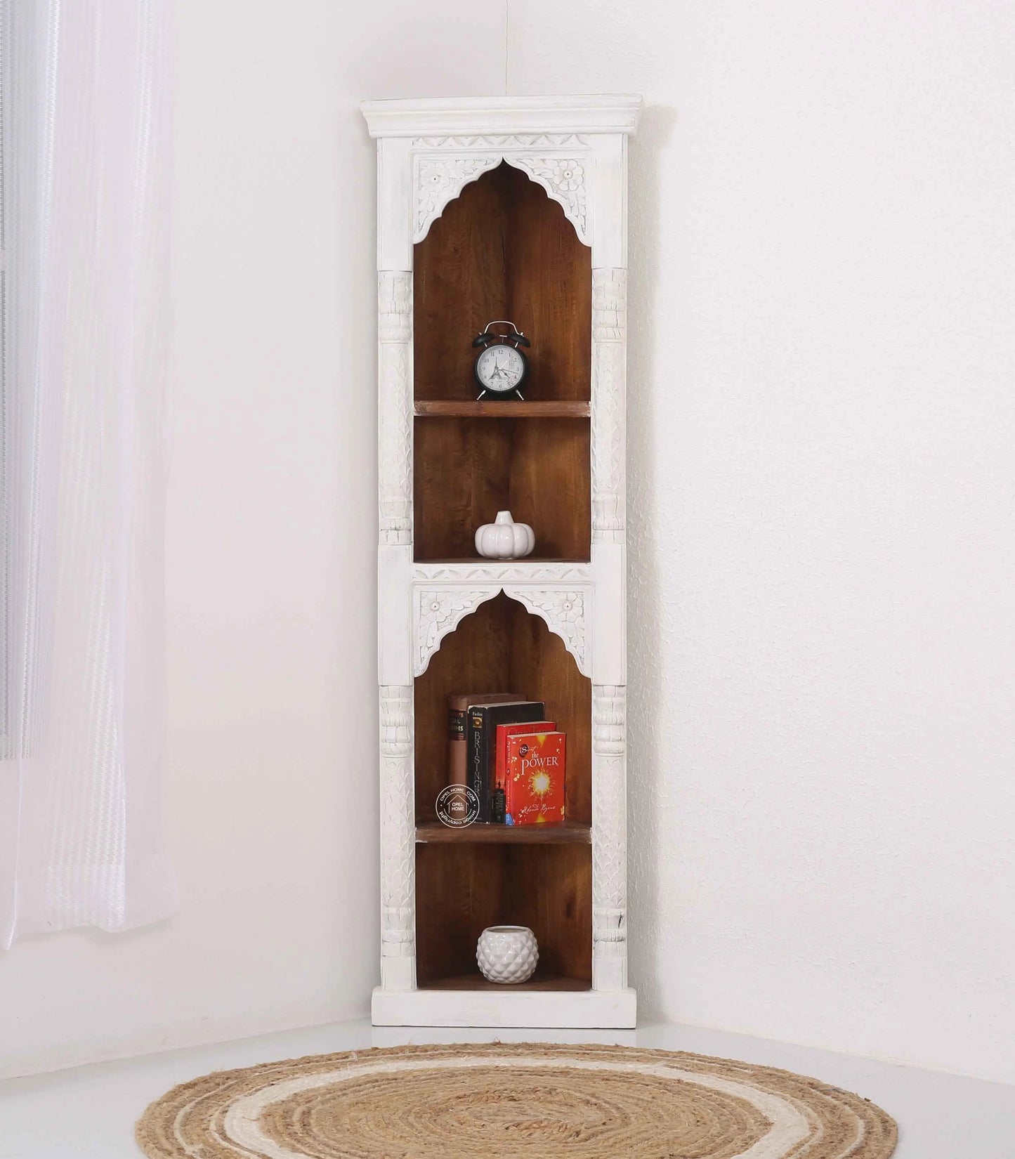 Aspa Shelf Unit – Solid Mango Wood, White Finish | Opelhome UAE