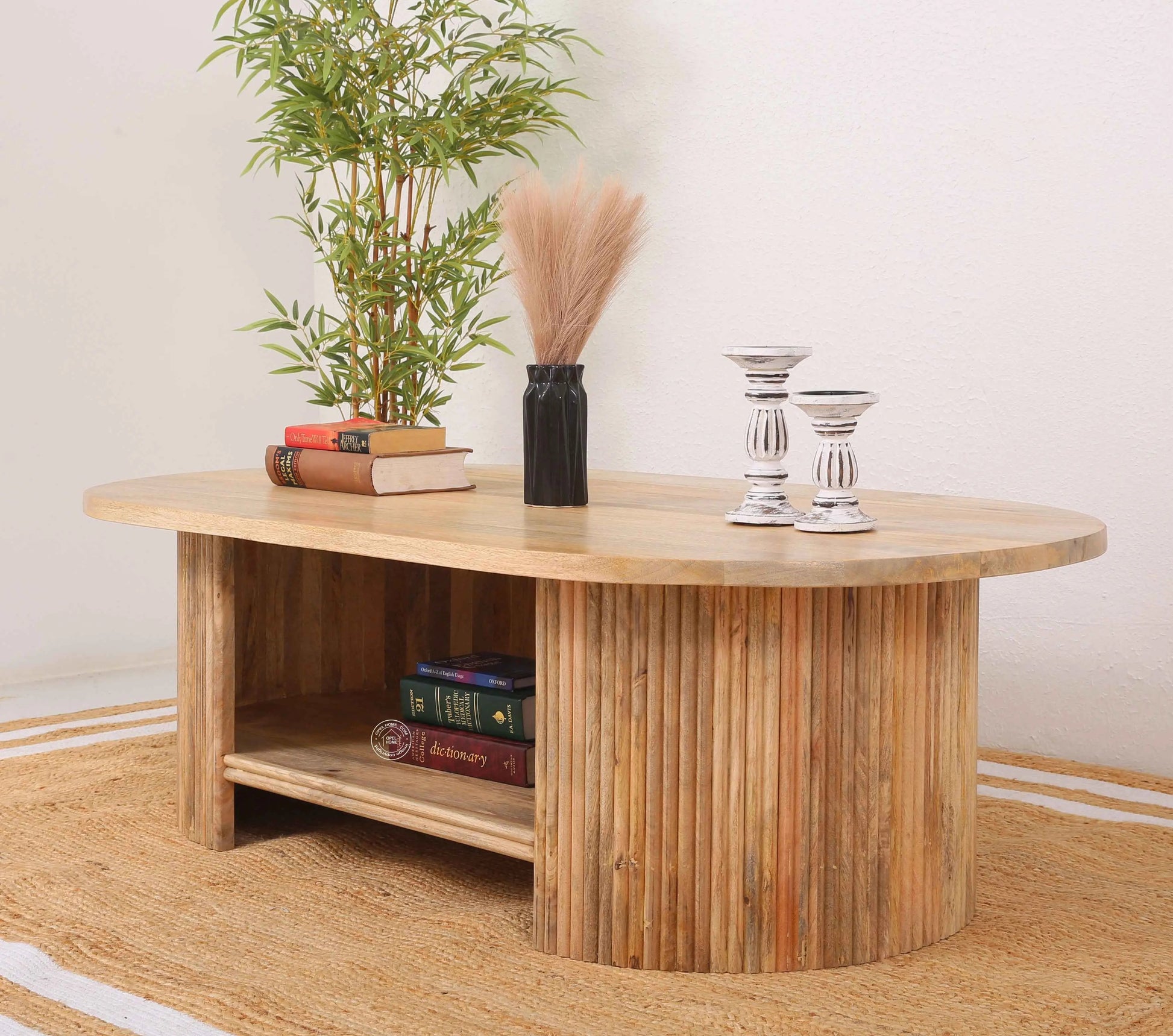 Athena Wooden Coffee Table – Solid Mango Wood, Natural Finish, Large Center Table | Opelhome UAE