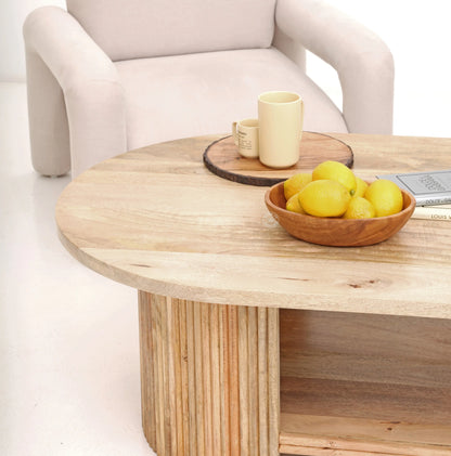 Athena Wooden Coffee Table – Solid Mango Wood, Natural Finish, Large Center Table | Opelhome UAE Opel Home