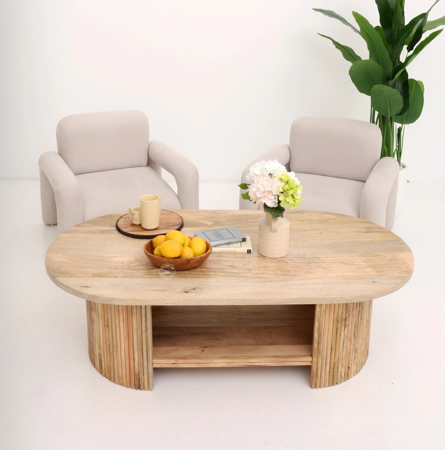 Athena Wooden Coffee Table – Solid Mango Wood, Natural Finish, Large Center Table | Opelhome UAE Opel Home