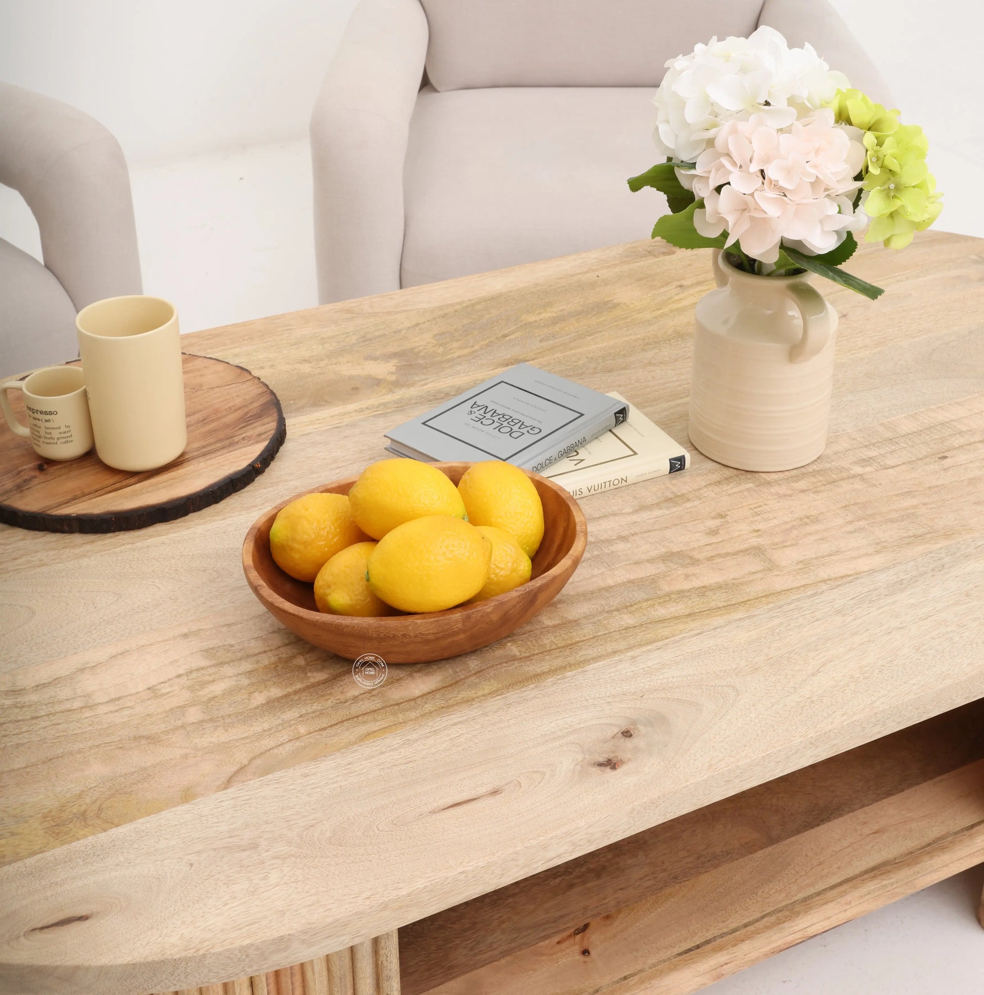 Athena Wooden Coffee Table – Solid Mango Wood, Natural Finish, Large Center Table | Opelhome UAE Opel Home