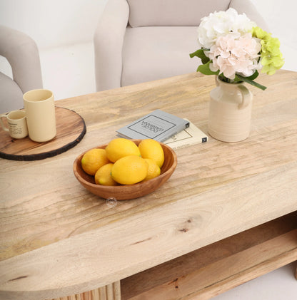 Athena Wooden Coffee Table – Solid Mango Wood, Natural Finish, Large Center Table | Opelhome UAE Opel Home