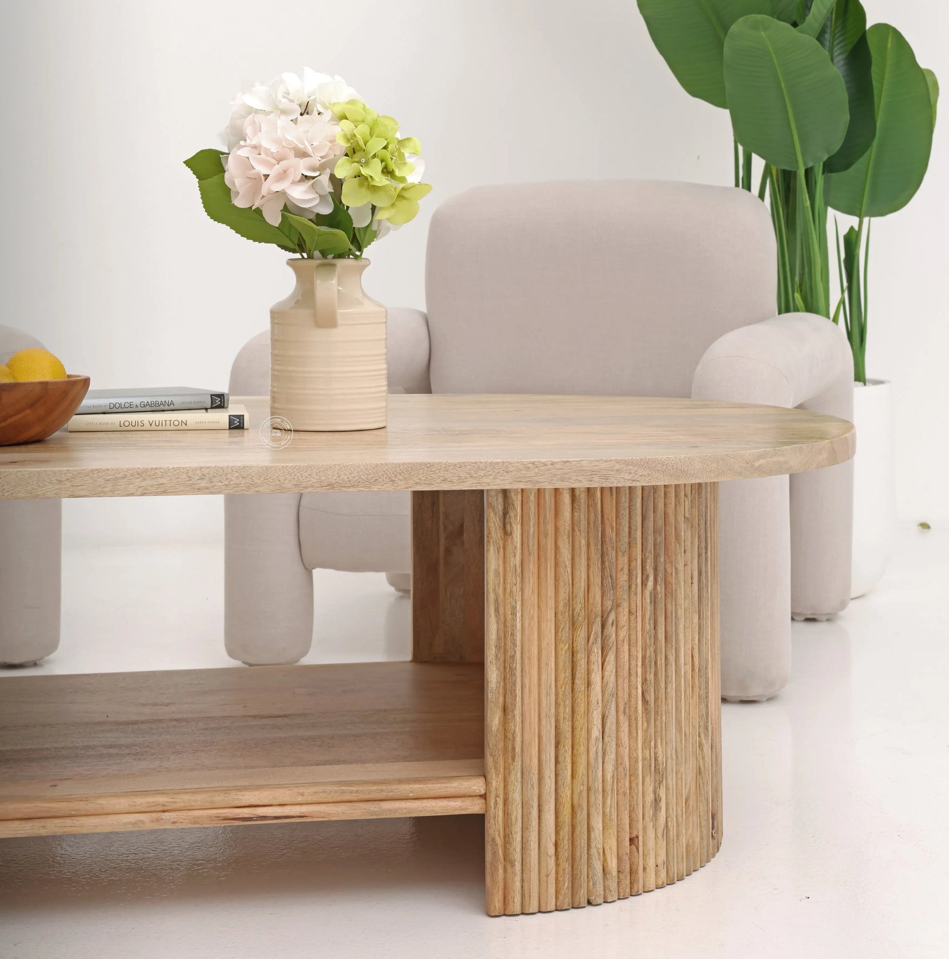 Athena Wooden Coffee Table – Solid Mango Wood, Natural Finish, Large Center Table | Opelhome UAE Opel Home