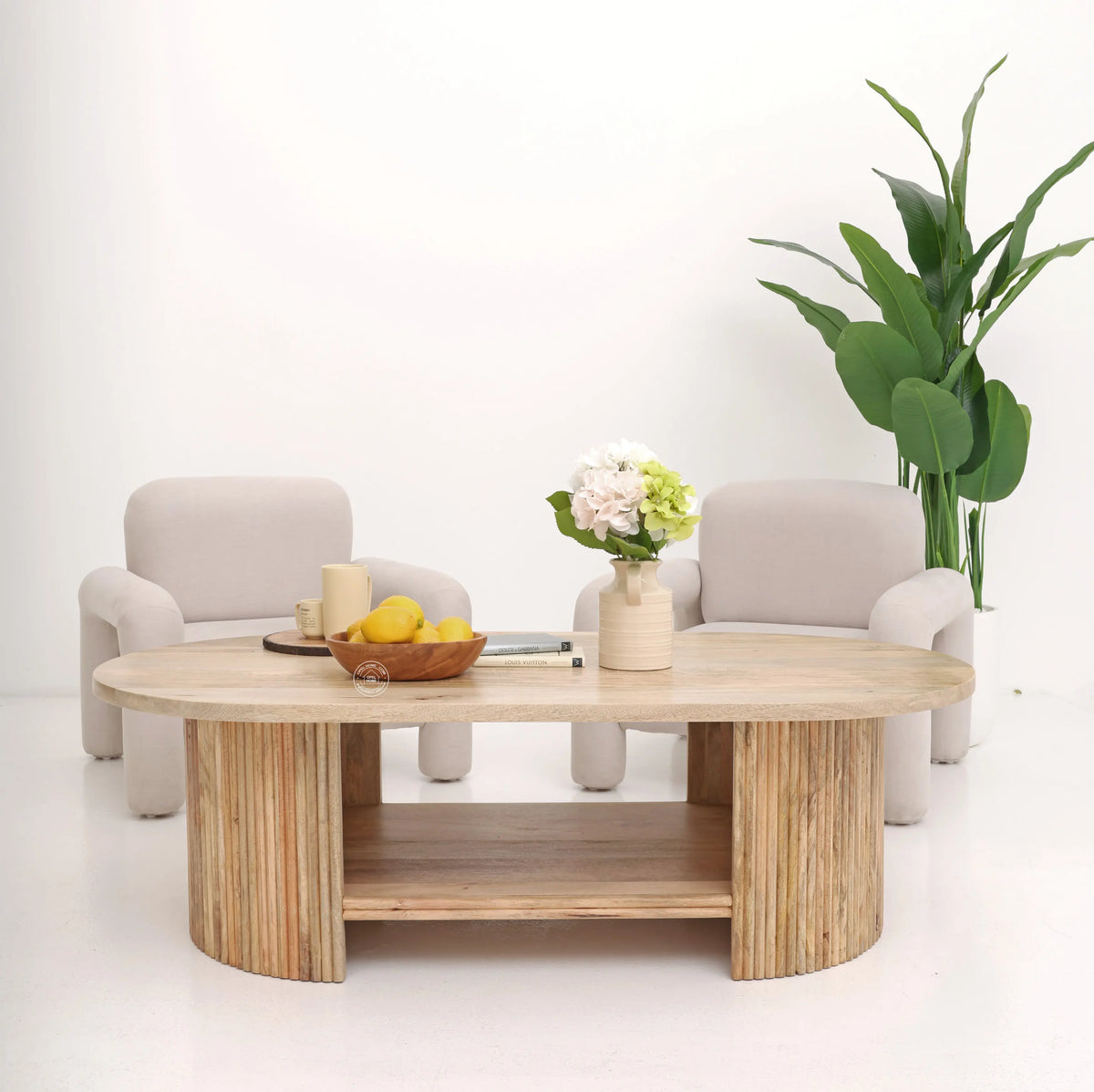 Athena Wooden Coffee Table – Solid Mango Wood, Natural Finish, Large Center Table | Opelhome UAE Opel Home