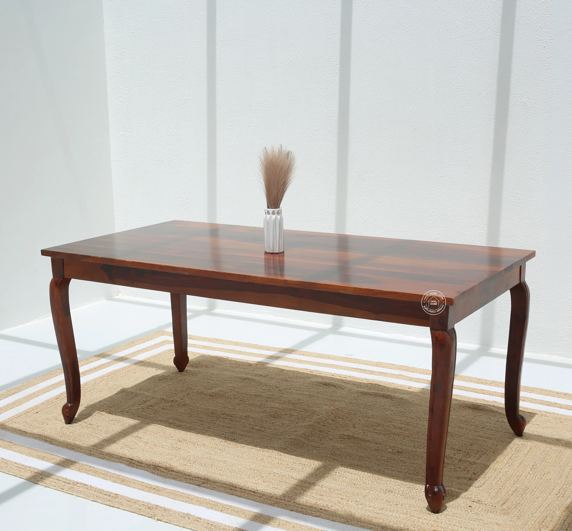 Aurora Wooden 6 Seater Dining Table – (Only Table), Honey finish | Opelhome UAE - Opelhome