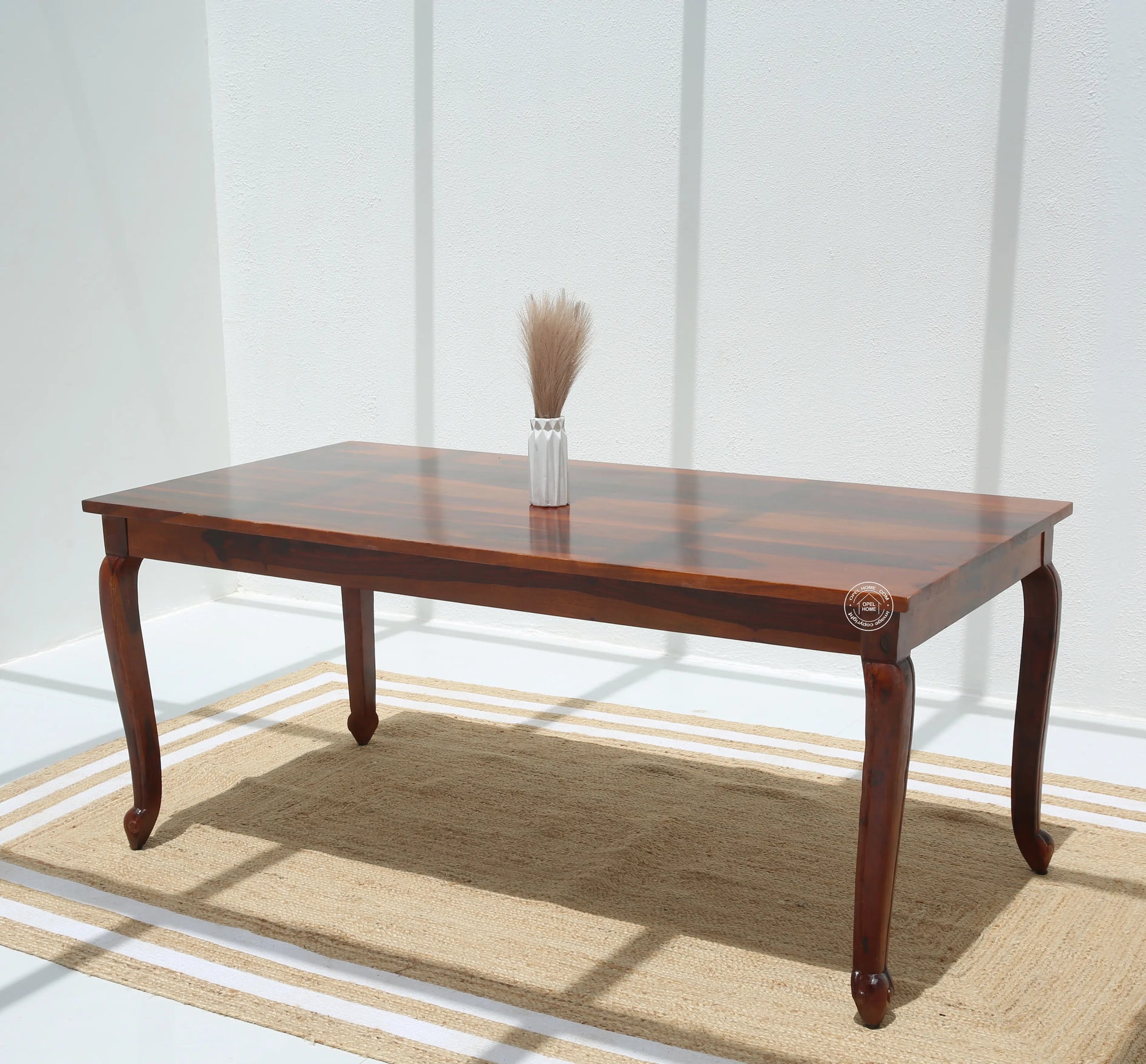 Aurora Wooden 6 Seater Dining Table – (Only Table), Honey finish | Opelhome UAE - Opelhome