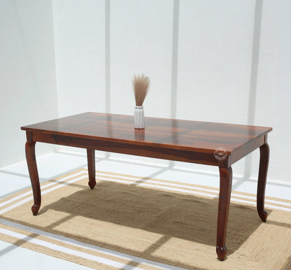 Aurora Wooden 6 Seater Dining Table – (Only Table), Honey finish | Opelhome UAE - Opelhome